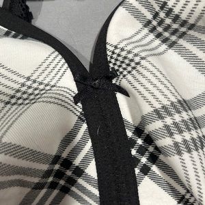 42DDD Cacique Black & White Plaid Wireless Bra